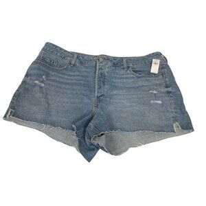 Old Navy Womens High-Rise OG Straight Denim Shorts Size 20 Light Wash Frayed Hem